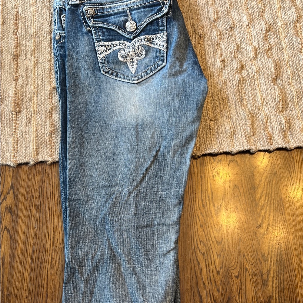 Rock Revival Blue Ankle Jeans with Orange Details - Picture 3 of 4